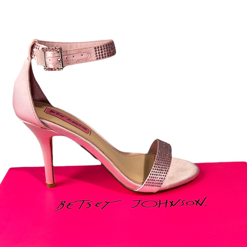 Betsey Johnson Broadway Pink Rhinestone Sandal Heels